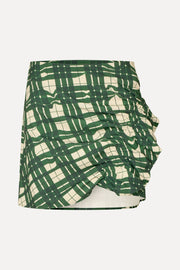 Stine Goya Asymmetric Gathered Ruffle Mini Skirt Skirt Checkered Wave