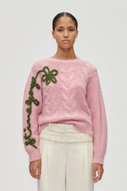 Stine Goya Crewneck Motif Sweater Knit Light Pink