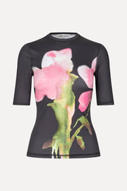 Stine Goya Elastic Short Sleeve T-Shirt Top Melting Flowers