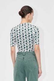 Stine Goya Elastic Short Sleeve T-Shirt Top Forest Green Logo