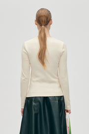 Stine Goya Long Sleeve Carabiner Rib Top Top White