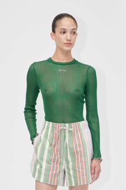 Stine Goya Long Sleeve Crewneck Top Dark Green