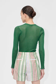 Stine Goya Long Sleeve Crewneck Top Dark Green