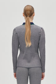 Stine Goya Long Sleeve Knit Polo Knit Soft Striped Rib