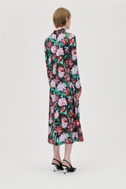 Stine Goya Long Sleeve Midi Dress Dress Painted Rose Garden