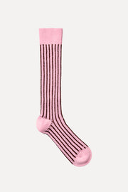 Stine Goya Long Socks Accessories Pink and Brown Stripes