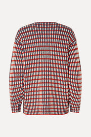 Stine Goya Plaited Cardigan with Pockets Knit Navy / Red / Cream