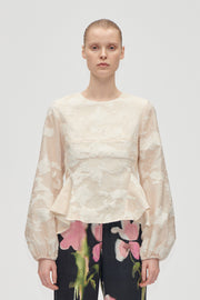 Stine Goya Romantic Ruffling Long Sleeve Top Top Multiflowers