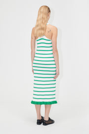 Stine Goya Ruffle Tank Dress Dress Green and Pink Stripes