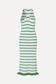 Stine Goya Ruffle Tank Dress Dress Green and Pink Stripes