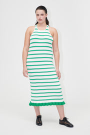 Stine Goya Ruffle Tank Dress Dress Green and Pink Stripes