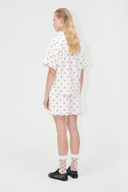 Stine Goya Scalloped Elasticated Waistband Shorts Pants Red Poppy