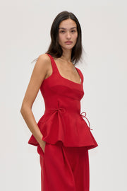 Stine Goya Sleeveless Fitted Waist Top Top Ruby Red