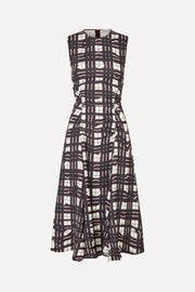 Stine Goya Sleeveless Gathered Midi Dress Dress Checkered Wave Burgundy