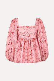 Stine Goya Square Neck Long Sleeve Top Top Foil Foliage