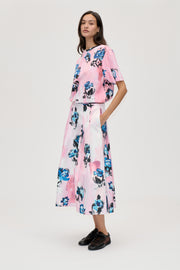 Stine Goya Voluminous Midi Skirt Skirt Blue Roses On Blush