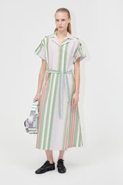 Stine Goya Workwear Midi Dress Dress Forest Stripe