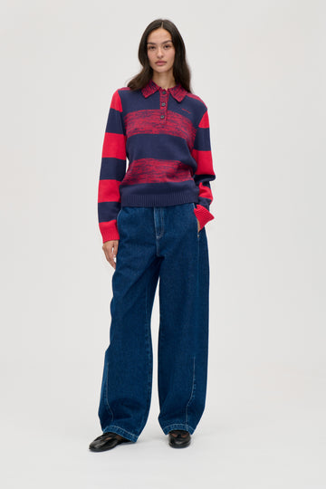 Stine Goya Barrel Fit Pants Pants Rose Embroidery