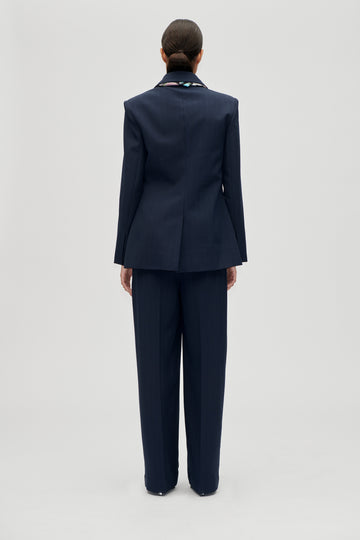Stine Goya Belted Tailored Pants Pants Dark Blue