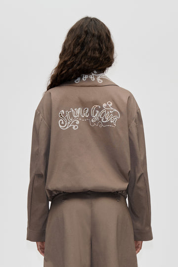 Stine Goya Blouson Eyelet Bomber Jacket Cherries On A Paisley