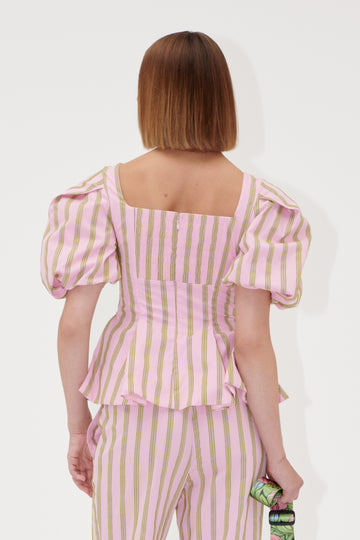 Stine Goya Blouson Sleeve Top Top Wallpaper Stripes