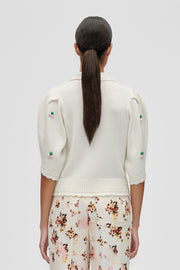 Stine Goya Bubble Knit Polo Cardigan Knit Vanilla
