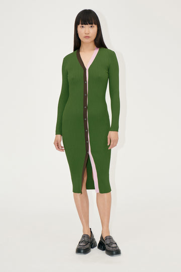Stine Goya Cardigan Dress Dress Sage Green Multi