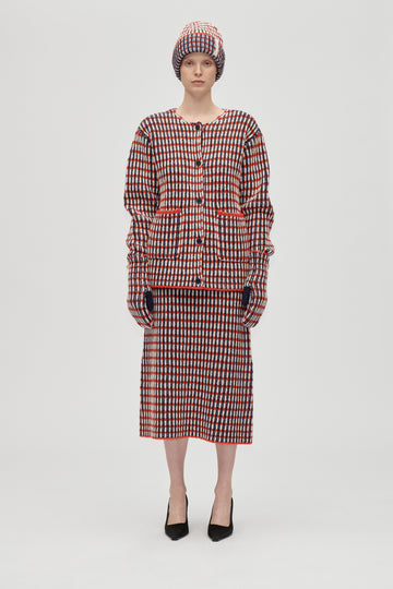 Stine Goya Chunky Rib Mittens Accessories Navy / Red / Cream