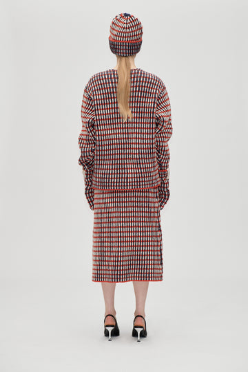 Stine Goya Chunky Rib Mittens Accessories Navy / Red / Cream