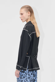 Stine Goya Circular Cut Out Adjustable Shirt Top Black