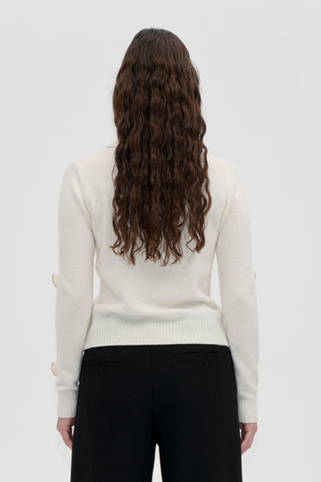 Stine Goya Collared Long Sleeve Cardigan Knit Cream