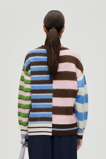 Stine Goya Crew Neck Sweater Knit Multistripes Mix