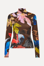 Stine Goya Elastic High Neck Collared Top Top Aquarelle Garden