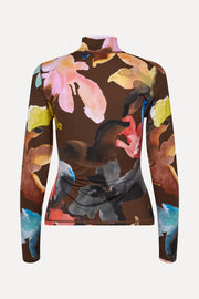 Stine Goya Elastic High Neck Collared Top Top Aquarelle Garden