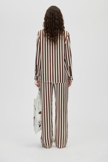 Stine Goya Elasticated Long Pants Pants Ivory Stripes