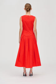 Stine Goya Embroidered Midi Dress Dress Fiery Red