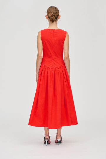 Stine Goya Embroidered Midi Dress Dress Fiery Red
