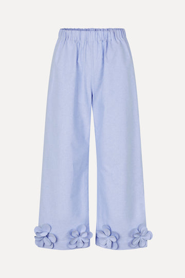 Stine Goya Floral Elasticated Long Pants Pants Brunnera Blue