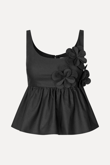 Stine Goya Floral Peplum Top Top Jet Black