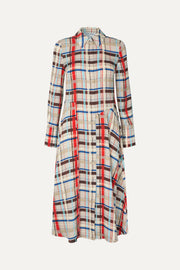 Stine Goya Front Placket Midi Polo Dress Dress Scarlet Grid