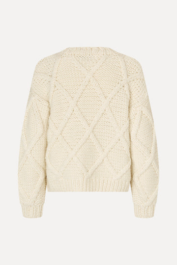 Stine Goya Handknit Cable Sweater Knit Porcelain Cream