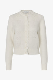 Stine Goya Long Sleeve Cardigan Knit Pointelle Heart