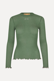 Stine Goya Long Sleeve Crewneck Top Dark Green