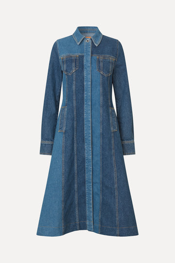 Stine Goya Long Sleeve Denim Dress Dress Two Tone Denim