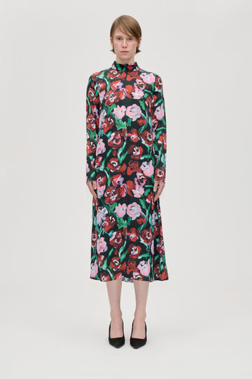 Stine Goya Long Sleeve Midi Dress Dress Painted Rose Garden