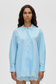 Stine Goya Long Sleeve Oversized Shirt Top Teapot Blue