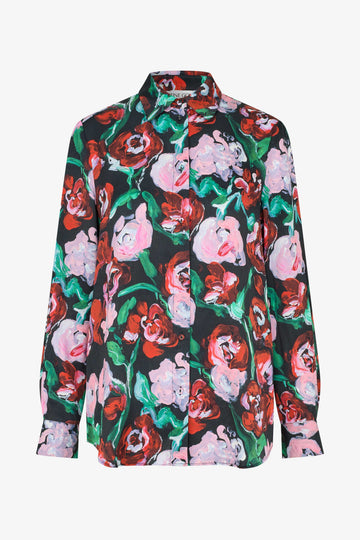 Stine Goya Long Sleeve Shirt Top Painted Rose Garden