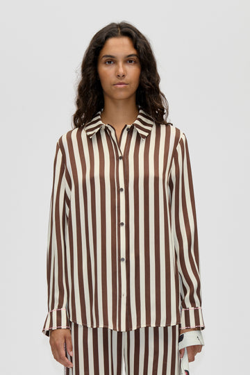 Stine Goya Long Sleeve Shirt Top Ivory Stripes
