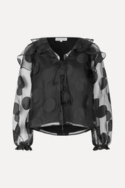 Stine Goya Multi Ruffle Raglan Top Top Dotted Black