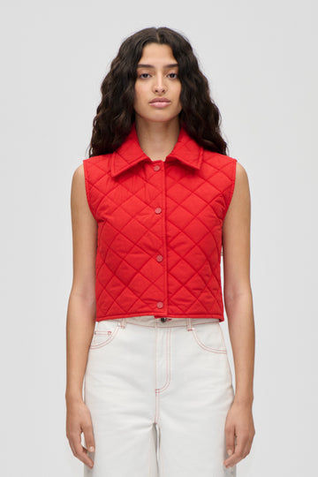 Stine Goya Peplum Collar Jacket Outerwear Natural / Contrast Red